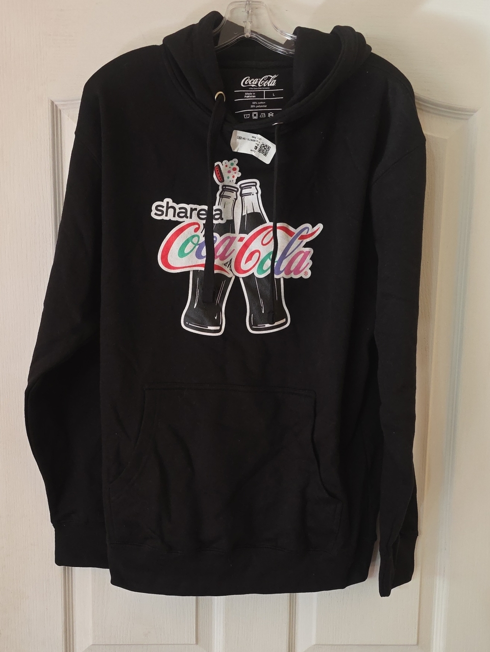 Coca Cola Black Pullover Sweatshirt Hoodie with Bottle Logo